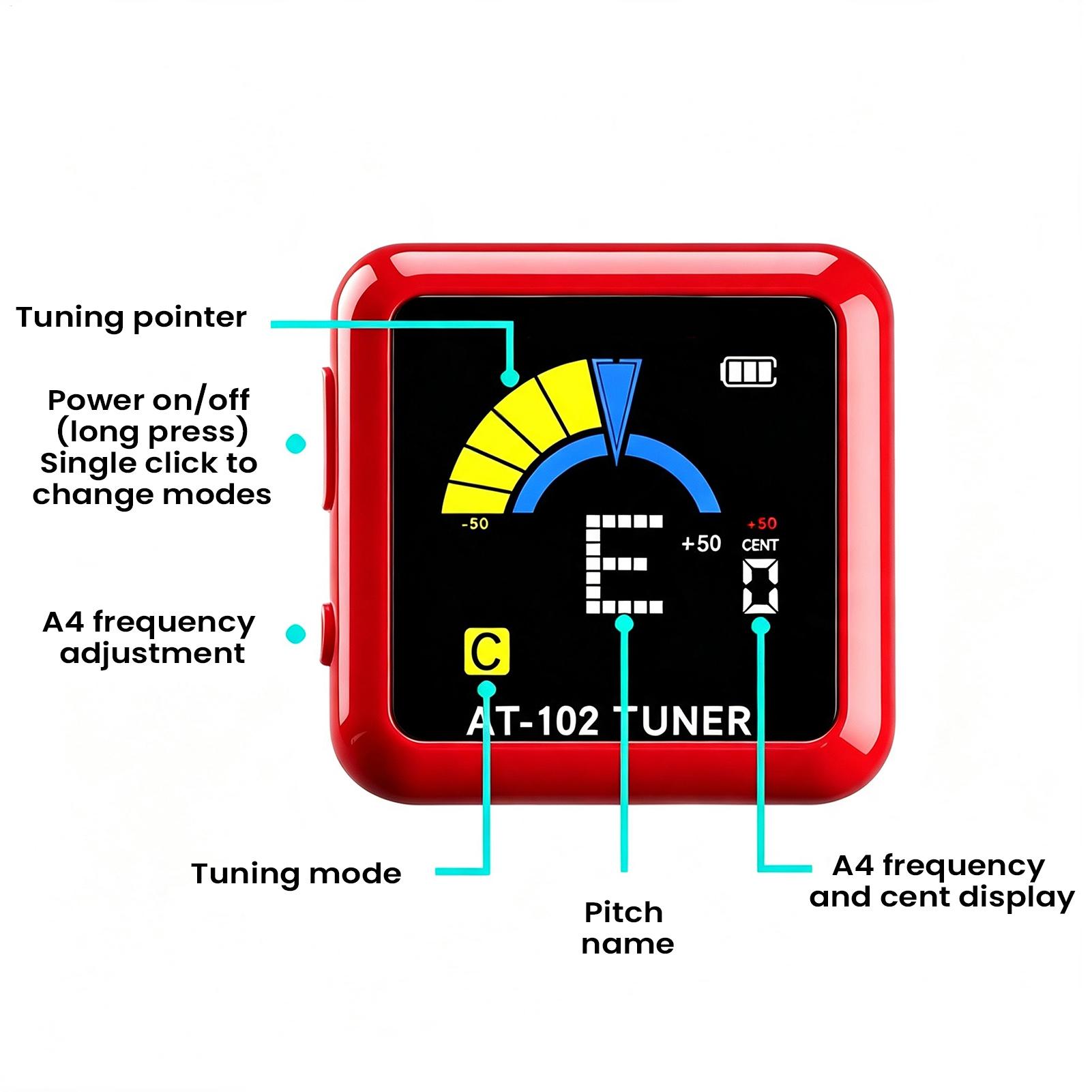 Guitar Tuner Clip - เครื่องตั้งสายกีตาร์แบบหนีบ ชาร์จไฟได้ ความไวสูง หน้าจอ LCD สำหรับเครื่องสาย