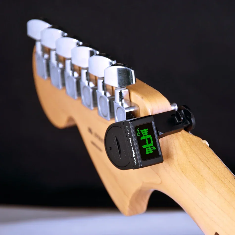 Guitar Tuner Clip - JT-306 มินิกีตาร์จูนเนอร์ดิจิตอล LCD Clip On จูนเนอร์สําหรับกีตาร์อะคูสติกไฟฟ้าคลาสสิกกีตาร์โครเมี่ยมเบส