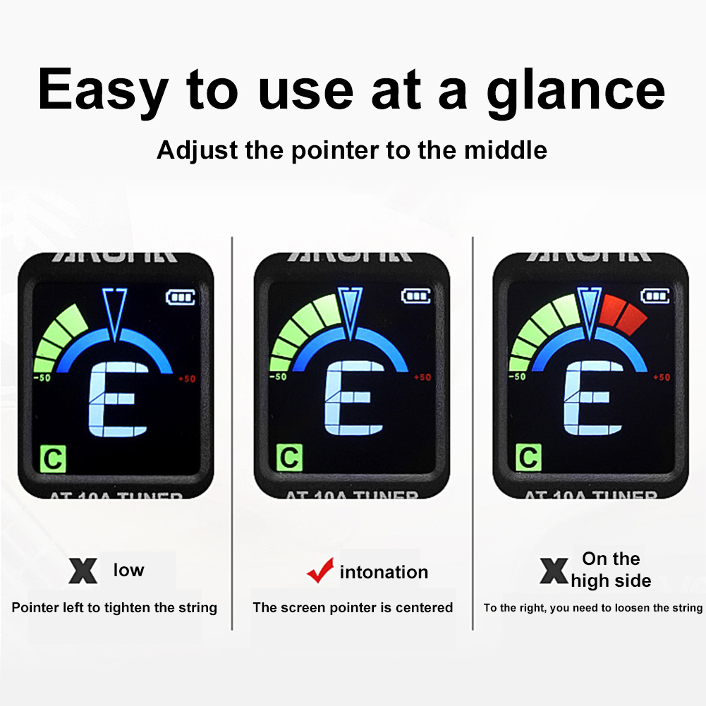 Guitar Tuner Clip - 3-1PC เครื่องตั้งสายกีตาร์แบบพับได้แบบคลิปออนที่สามารถหมุนได้เครื่องตั้งสายดิจิตอลอิเล็กทรอนิกส์สำหรับกีตาร์อะคูสติก/ไฟฟ้าอูคูเลเล่ไวโอลินเบส