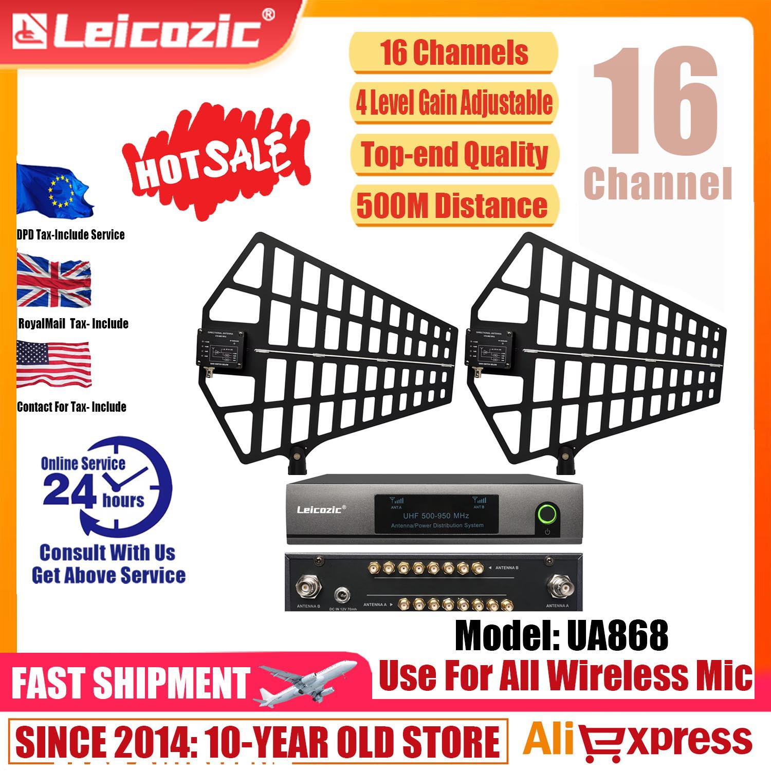 Music Audio Pro - Leicozic 8ช่องเสาอากาศระบบกระจาย Splitter UA868สัญญาณ Booster 500-950Mhz