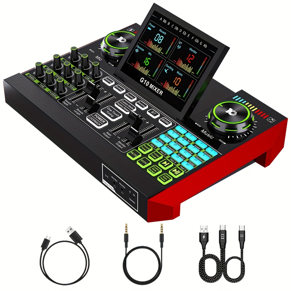 Audio Music Voice Changer - Tenlamp G10 มิกเซอร์เพลงอิเล็กทรอนิกส์สำหรับสตูดิโอระดับมืออาชีพ พร้อมซาวด์การ์ดสำหรับบันทึกเสียง อินเทอร์เฟซเสียง XLR