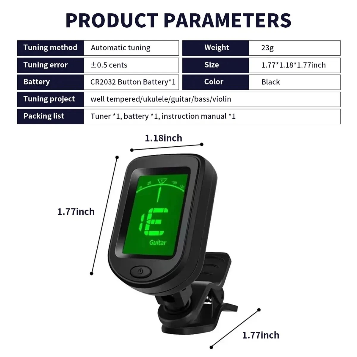 เบสอูคูเลเล่ไวโอลินแมนโดลินแบน - Guitar Tuner Clip บทวิจารณ์และราคา