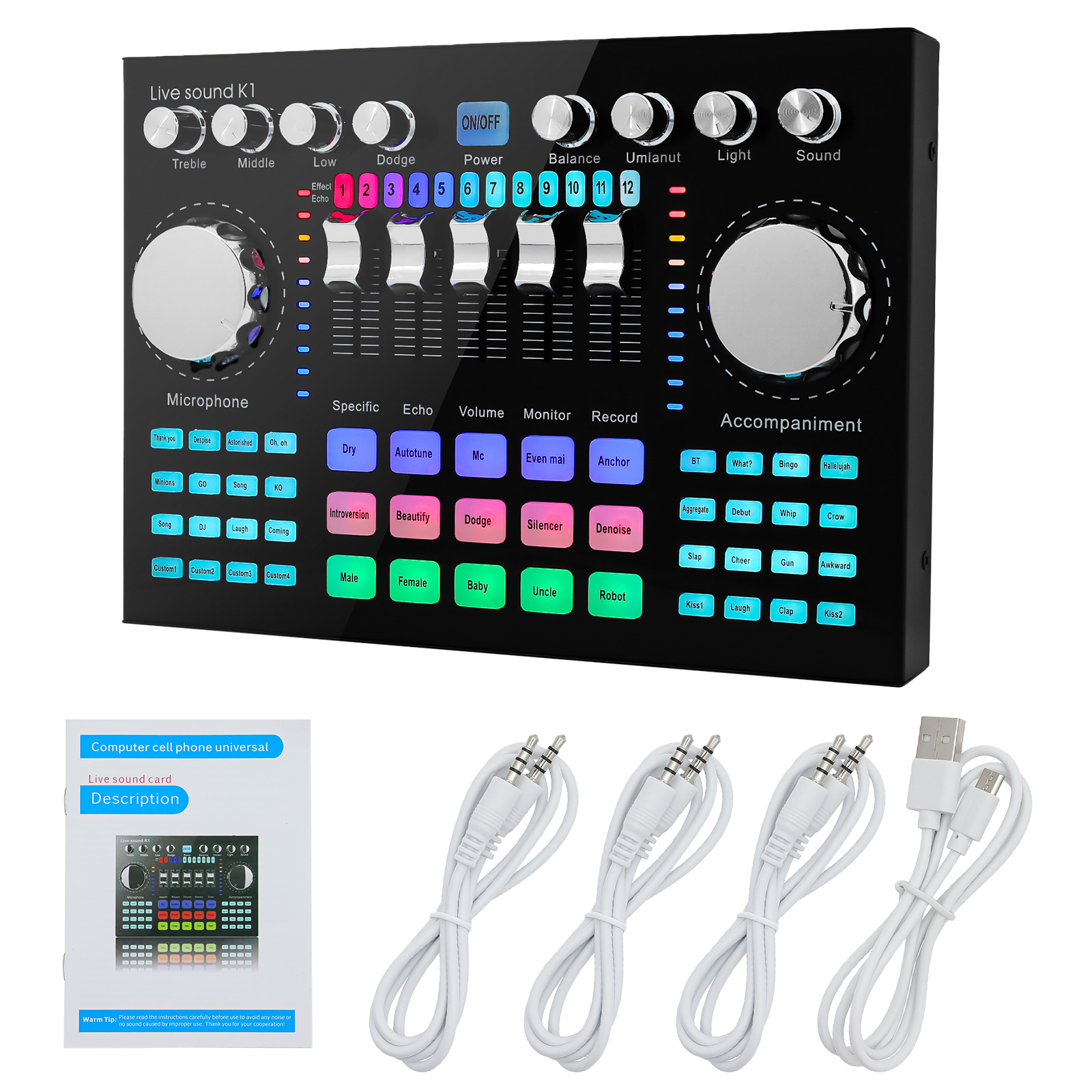 เครื่องผสมเสียง K1 สำหรับไลฟ์ส - Audio Music Voice Changer บทวิจารณ์และราคา