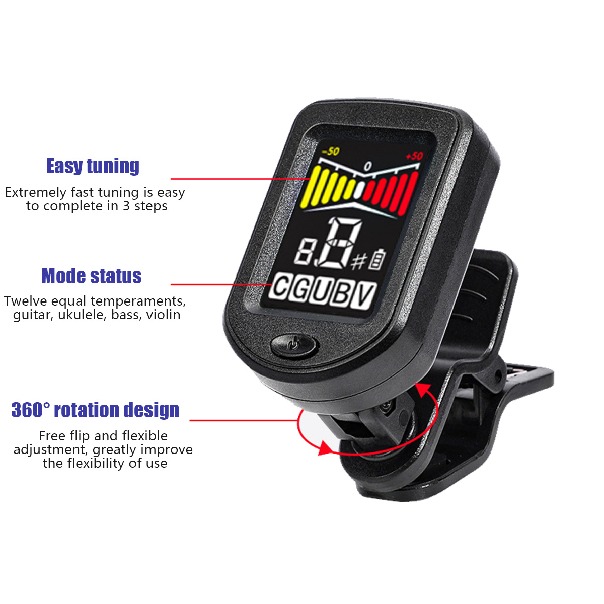 เครื่องตั้งสายกีตาร์แบบหนีบพร้ - Guitar Tuner Clip บทวิจารณ์และราคา